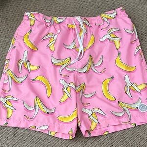 Brooklyn Cloth Pink Banana-Print Swim Trunks